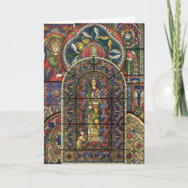 Weihnachten, Glasfenster in der Kirche Feiertagskarte (Vorderseite)