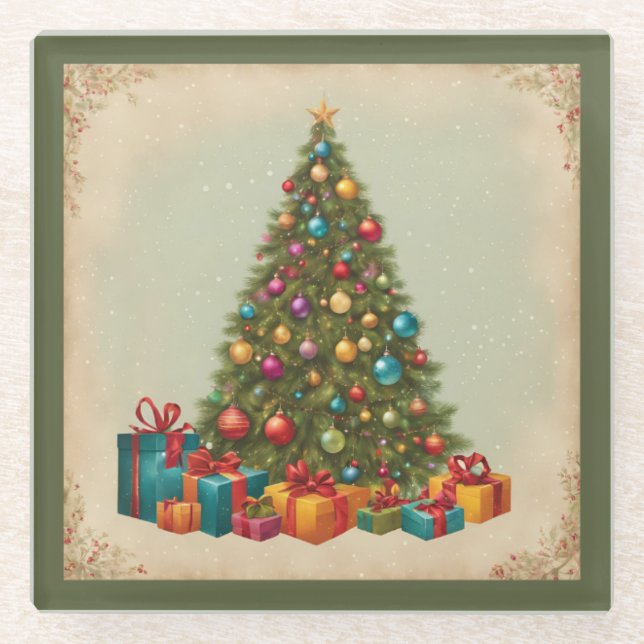 Weihnachten Glasuntersetzer (Vorderseite)