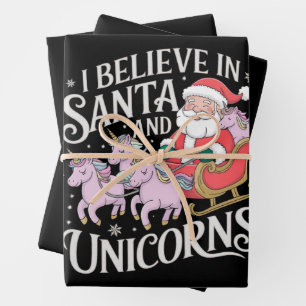 Weihnachten glaube ich an Weihnachten und Einhörne Geschenkpapier Set