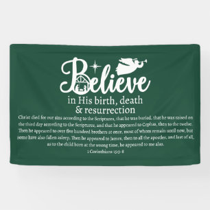 Weihnachten glauben an Jesus Krippe Grün Weiß Banner