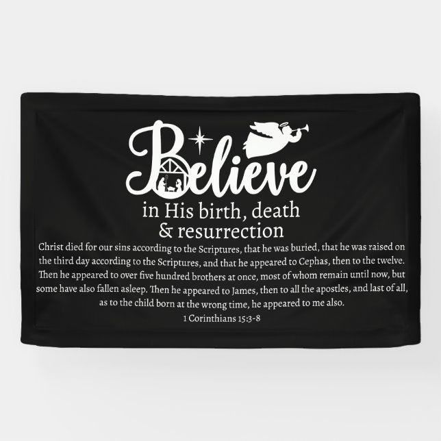 Weihnachten glauben an Jesus Krippe Schwarz-weiß Banner (Horizontal)