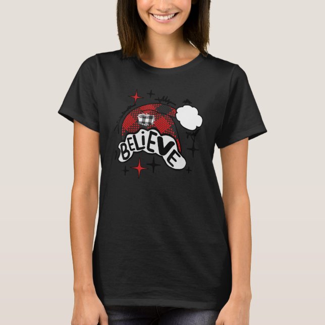 Weihnachten glauben mit Hat Santa Claus Buffalo Pl T-Shirt (Vorderseite)
