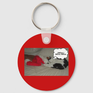 Weihnachten glauben Schwarz und Weiß Kitten Schlüsselanhänger