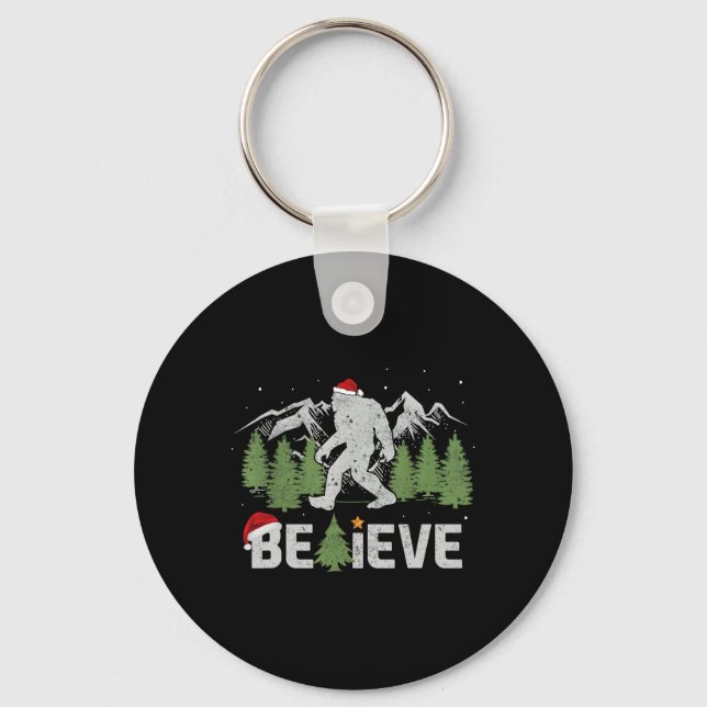 Weihnachten glaubt Bigfoot Funny Weihnachten Baum  Schlüsselanhänger (Vorderseite)