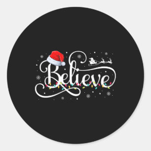 Weihnachten glaubt Weihnachtsmann Funny Familie Ma Runder Aufkleber
