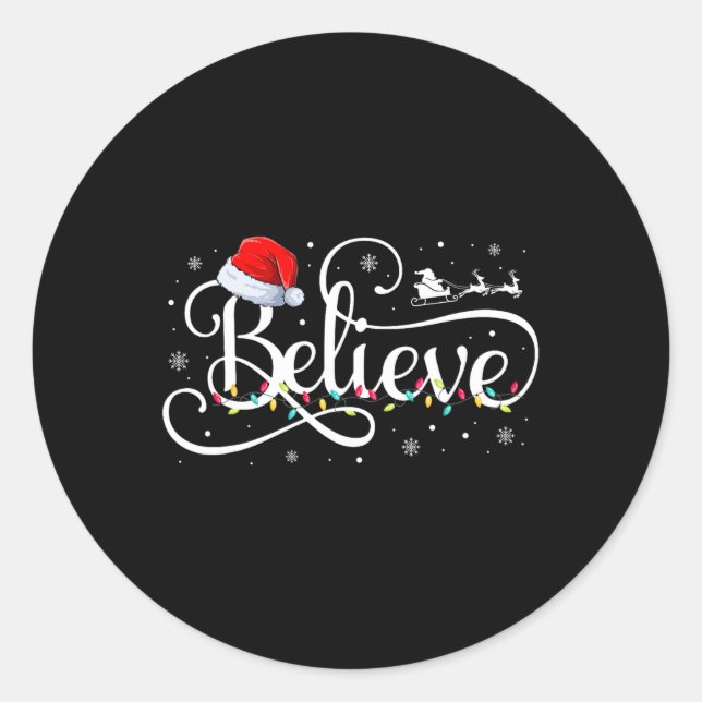 Weihnachten glaubt Weihnachtsmann Funny Familie Ma Runder Aufkleber (Vorderseite)