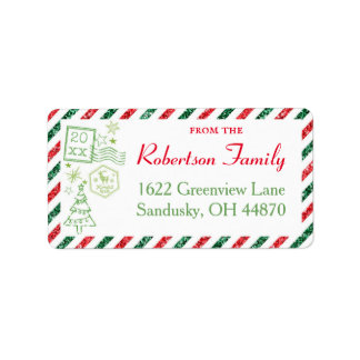 Weihnachten Glitter Vintage Luftpost Versandetiket Adressaufkleber