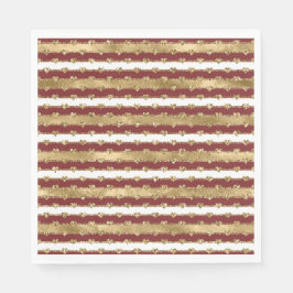Weihnachten Glitzer Gold Rote Herzen Streifen Serviette