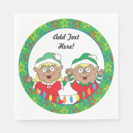 Weihnachten glückliche Elfen der Farbe Serviette