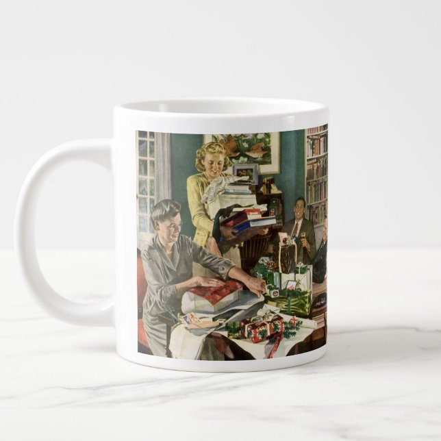 Weihnachten, glückliche Familiengeschenke Jumbo-Tasse (Links)