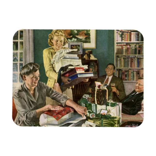 Weihnachten, glückliche Familiengeschenke Magnet (Horizontal)