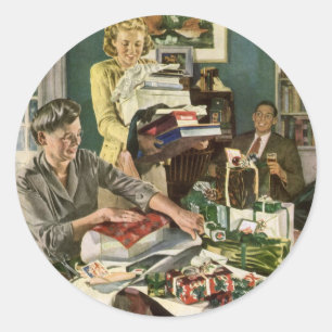 Weihnachten, glückliche Familiengeschenke Runder Aufkleber