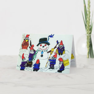 WEIHNACHTEN, GNOMES ERRICHTEN EINE FEIERTAGSKARTE