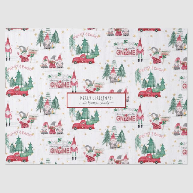 Weihnachten Gnomes fröhlich und hell Rotlastwald Seidenpapier (Vorderseite)
