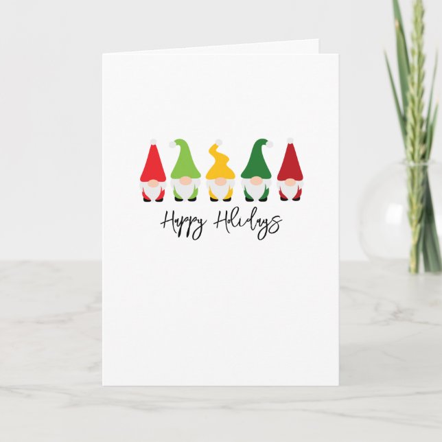 Weihnachten Gnomes Happy Holidays Festive Colorful Karte (Vorderseite)