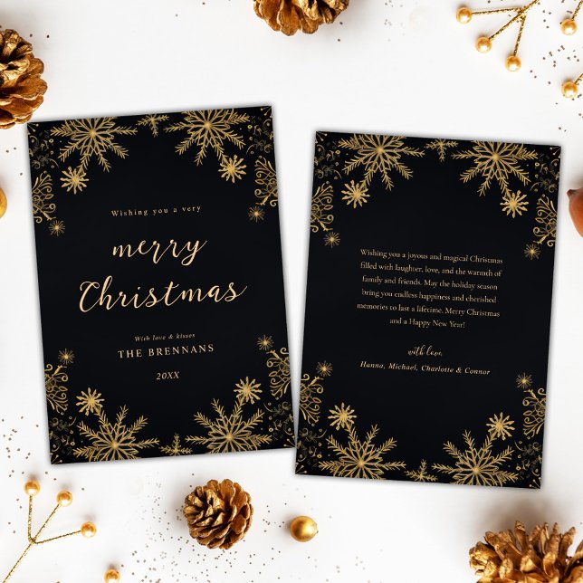 Weihnachten Gold Feierliche Elegante Modernes Schw (Christmas Gold Festive Elegant Modern Black Holiday Card)