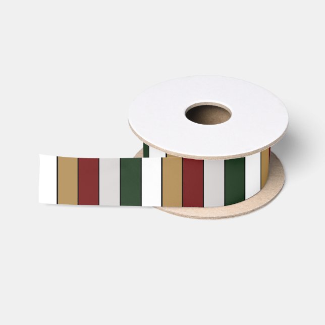 Weihnachten Gold Grün Rot Silber und Weiße Streife Satinband (Spule)