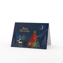 Weihnachten Gold Hirsch Roter grüner Pine Tree Was