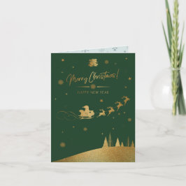 Weihnachten - Gold-Schlitten Karte