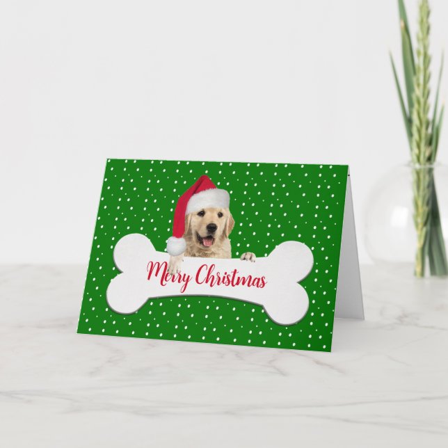 Weihnachten Golden Retriever auf Knochen (Vorderseite)
