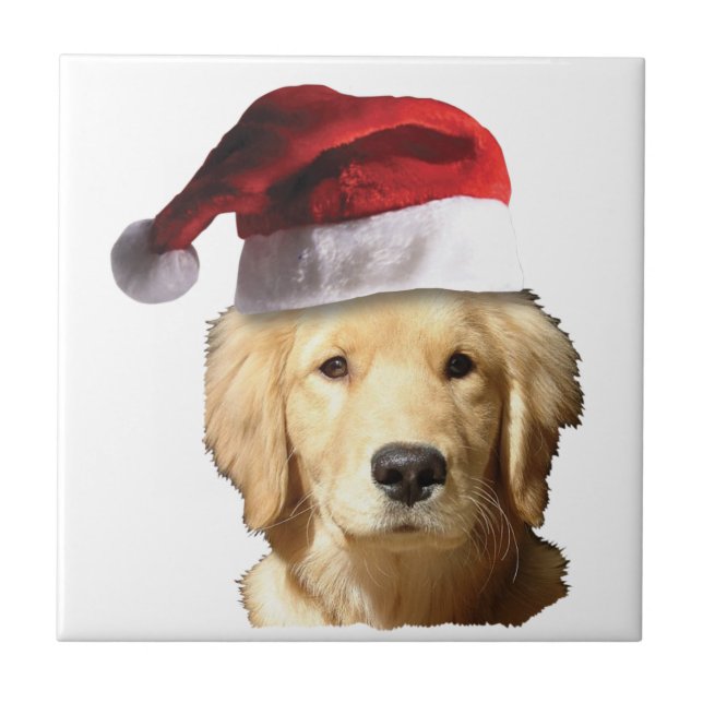 Weihnachten Golden Retriever Fliese (Vorderseite)