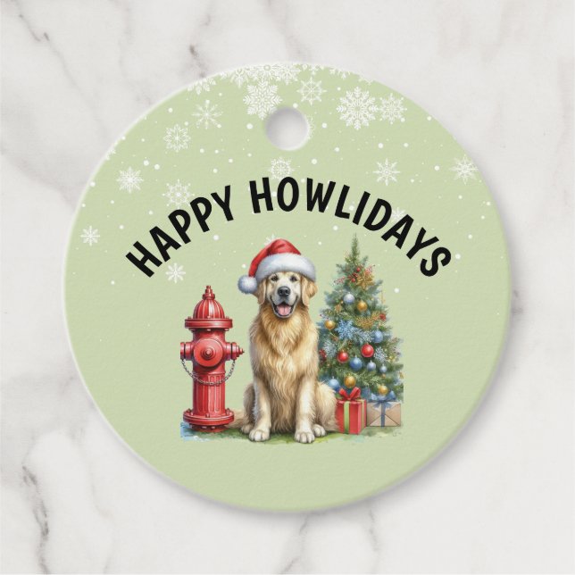 Weihnachten Golden Retriever Geschenkanhänger (Vorderseite)