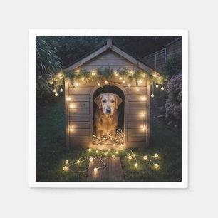 Weihnachten Golden Retriever in Doghouse Serviette