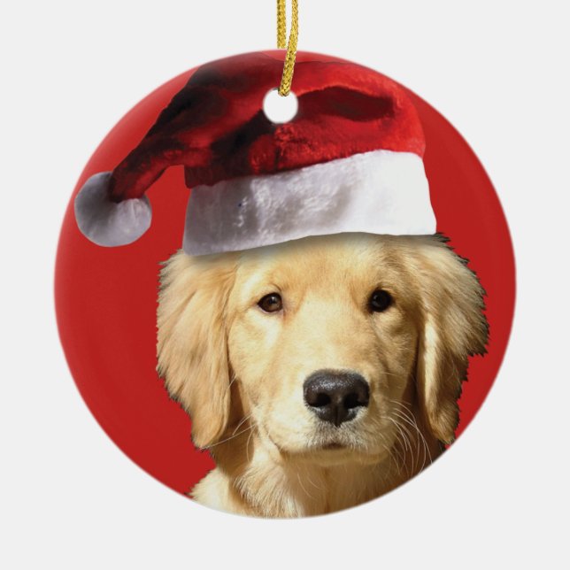 Weihnachten Golden Retriever Keramik Ornament (Vorne)