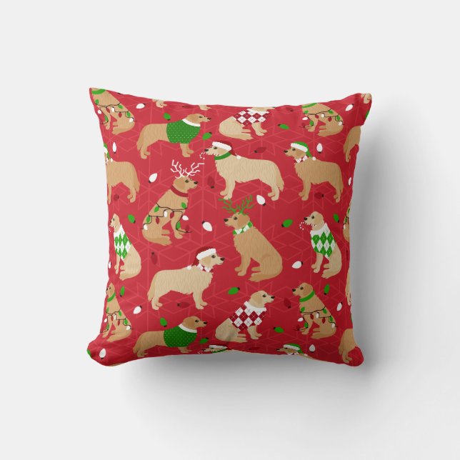 Weihnachten Golden Retriever Kissen (Vorderseite)