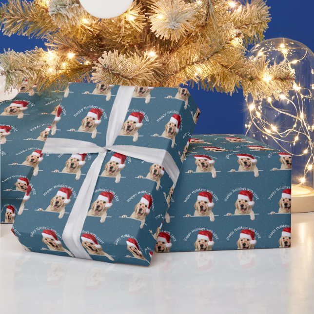 Weihnachten Golden Retriever Lipstick Kisses Geschenkpapier (Feiertage)