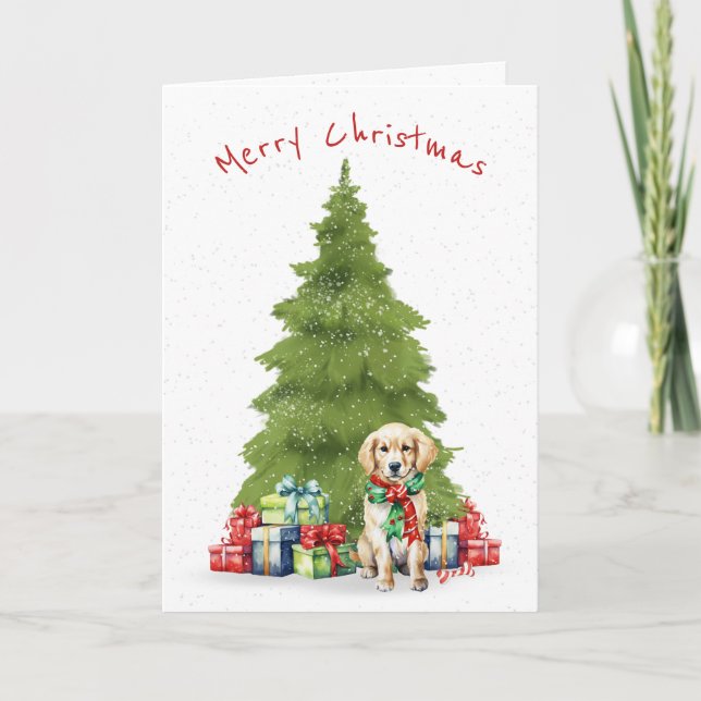 Weihnachten Golden Retriever mit Geschenken (Vorderseite)