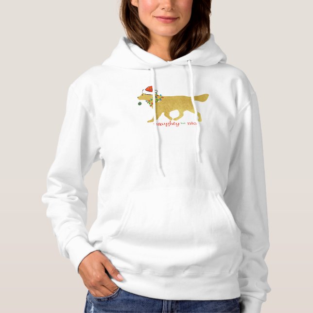 Weihnachten Golden Retriever Naughty aber Nice Hoodie (Vorderseite)