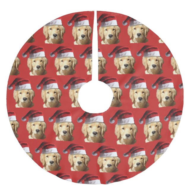 Weihnachten Golden Retriever Polyester Weihnachtsbaumdecke (Vorderseite)