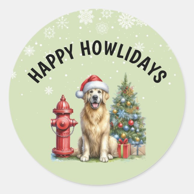 Weihnachten Golden Retriever Runder Aufkleber (Vorderseite)