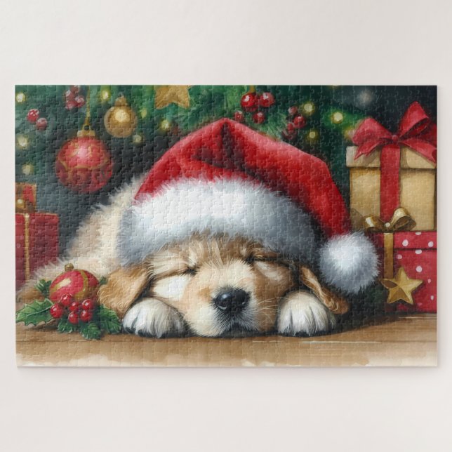 Weihnachten Golden Retriever Welpe (Horizontal)