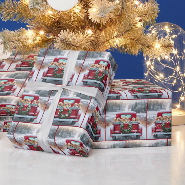 Weihnachten Golden Retriever Welpen in Retro LKW Geschenkpapier (Feiertage)
