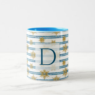 Weihnachten, Golden, Schneeflocken, Urlaub, neues Zweifarbige Tasse