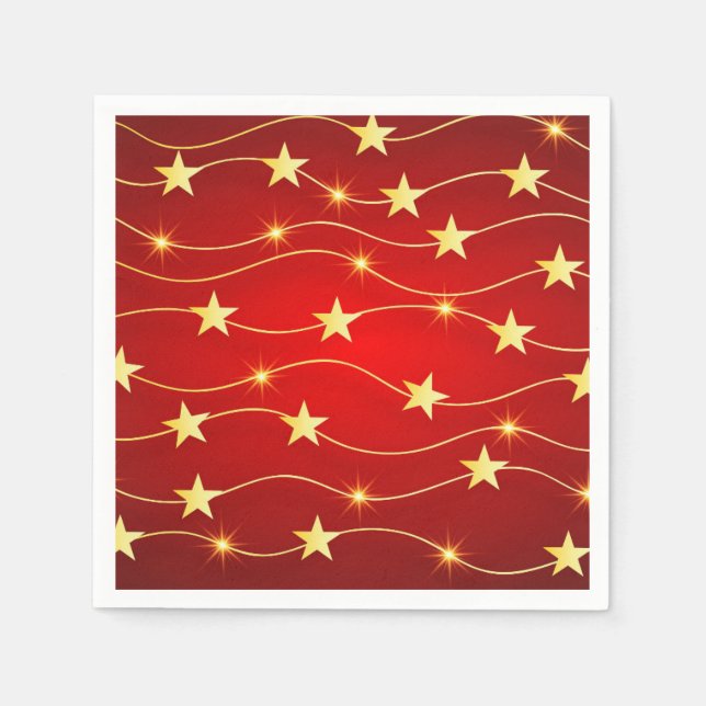 Weihnachten Golden Stars Rote Feiertage Serviette (Vorderseite)