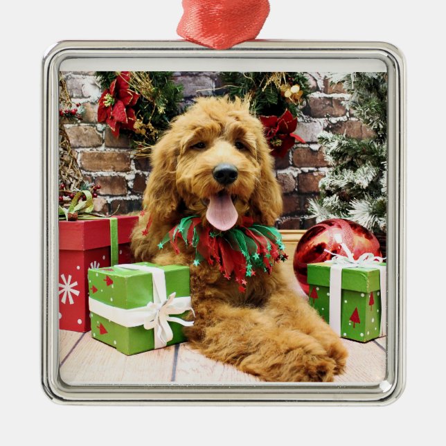 Weihnachten - GoldenDoodle - Claire Silbernes Ornament (Vorne)