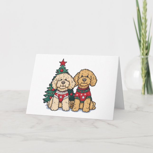 Weihnachten Goldendoodle Hunde (Vorderseite)