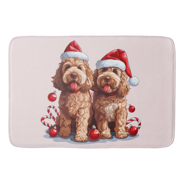 Weihnachten Goldendoodle Hunde Badematte (Vorderseite)