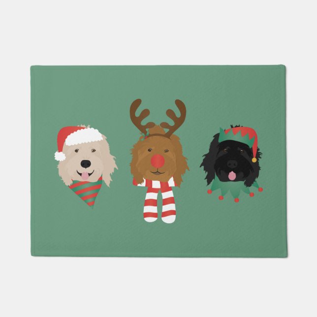 Weihnachten Goldendoodle Hunde Fußmatte (Vorderseite)