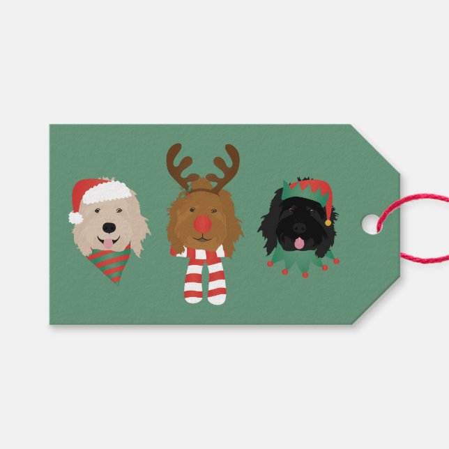 Weihnachten Goldendoodle Hunde Geschenkanhänger (Vorderseite (Horizontal))