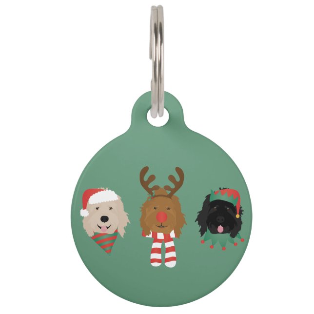 Weihnachten Goldendoodle Hunde Haustiermarke (Vorderseite)