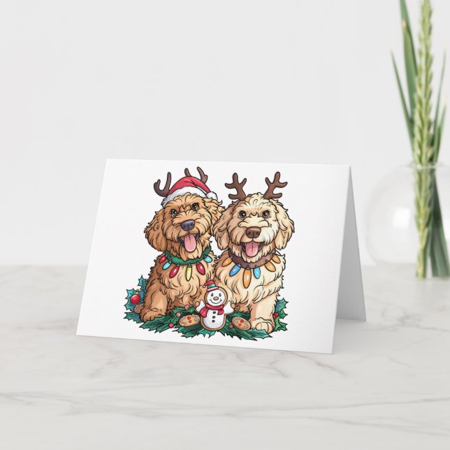 Weihnachten Goldendoodle Hunde Karte (Vorderseite)