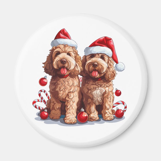 Weihnachten Goldendoodle Hunde Magnet (Vorne)