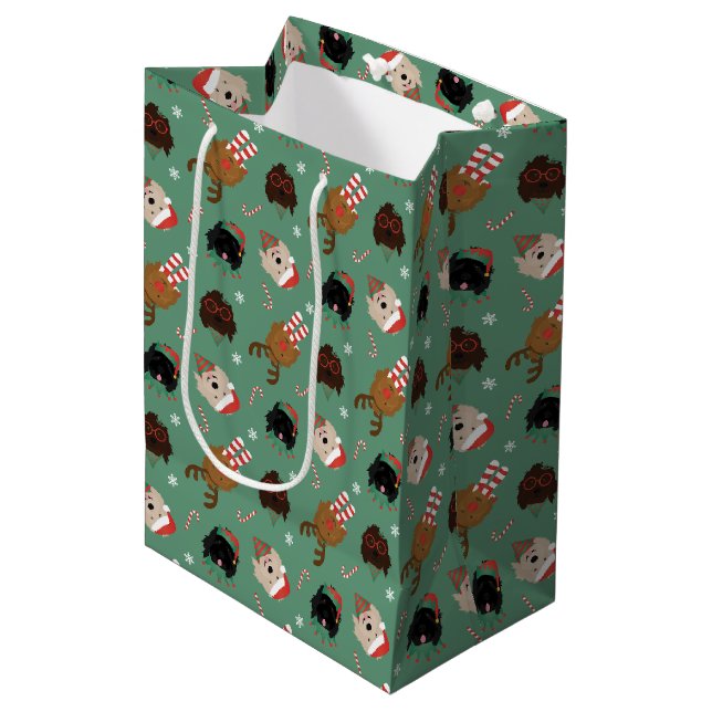 Weihnachten Goldendoodle Hunde Mittlere Geschenktüte (Vorderseite Schrägansicht)