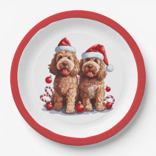 Weihnachten Goldendoodle Hunde Pappteller