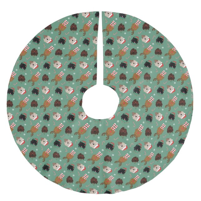 Weihnachten Goldendoodle Hunde Polyester Weihnachtsbaumdecke (Vorderseite)