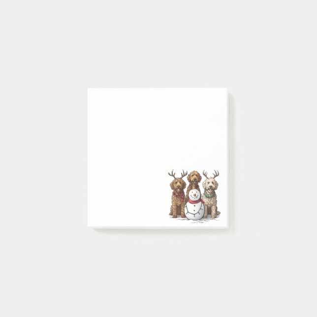 Weihnachten Goldendoodle Hunde Post-it Klebezettel (Vorderseite)